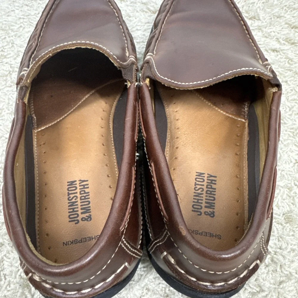 Johnston & Murphy Fowler Venetian Soft Brown Sheepskin Leather Loafers Mens 10M